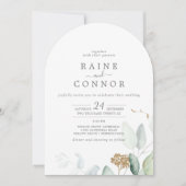 Invitation Feuille d'or de verdure Airy tout en un Mariage d' (Devant)