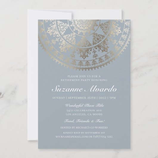 Invitation Feuille d'or d'invitations de partie de retraite (Devant)