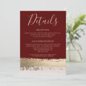 Invitation Feuille d'or et détails de mariage de Bourgogne (Debout devant)