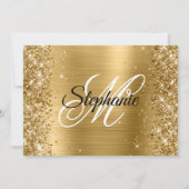 Invitation Feuille d'or et paillettes Fancy Monogramme Annive (Dos)