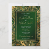 Invitation Feuille d'or Forêt verte Élégant Motif (Devant)