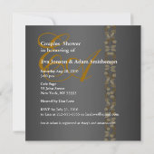 Invitation Feuille d'or grise d'invitation de douche de (Dos)