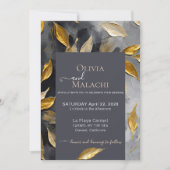 Invitation Feuille d'or Impasto noir (Devant)