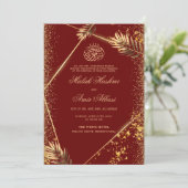 Invitation Feuille d'or musulman de luxe Mariage musulman de  (Debout devant)
