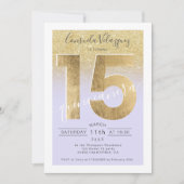 Invitation feuille d'or parties scintillant script quinceaner (Devant)