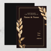 Invitation Feuille d'or personnalisable (Devant / Derrière)