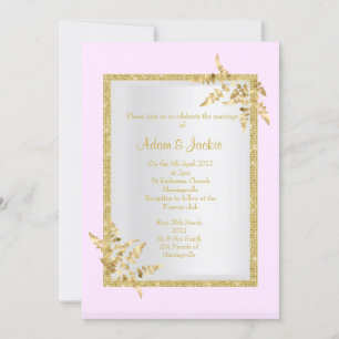 Invitation Feuille d'or rose argent ÉLÉGANT MARIAGE CLASSÉ