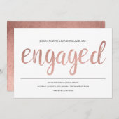 Invitation Feuille d'or rose de Faux engagée (Devant / Derrière)