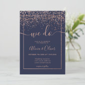 Invitation feuille d'or rose marine bleu chic initiales maria (Debout devant)