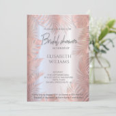 Invitation feuille d'or rose métal tropical feuilles romantiq (Debout devant)