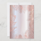 Invitation feuille d'or rose métal tropical feuilles romantiq (Dos)