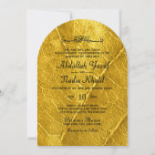 Invitation Feuille d'or texturé Mariage d'arc islamique (Devant)