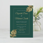 Invitation Feuille d'or tropicale Emerald Green (Debout devant)
