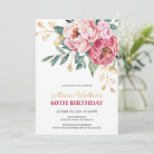 Invitation Feuille d'or vert Peine rose rouge Anniversaire (Debout devant)