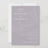 Invitation Feuille en cascade Dusty Purple Mariage (Devant)