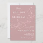 Invitation Feuille en cascade Dusty Rose Mariage (Devant)