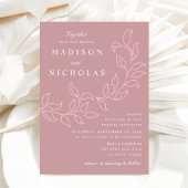 Invitation Feuille en cascade Dusty Rose Mariage