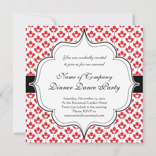 Invitation Feuille et coeur d'érable canadiens de jour du (Devant)