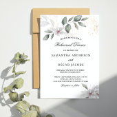 Invitation Feuille et fleur d'aquarelle de verdure douce | Or