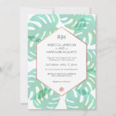 Invitation Feuille et or Rose Monstera (Devant)