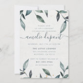 Invitation Feuille et script d'aquarelle | Fête d'anniversair (Devant)