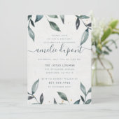 Invitation Feuille et script d'aquarelle | Fête d'anniversair (Debout devant)