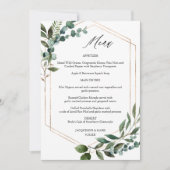 Invitation Feuille & Eucalyptus Gold Menu 3 (Devant)