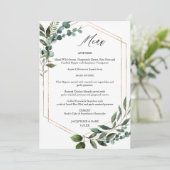 Invitation Feuille & Eucalyptus Gold Menu 3 (Debout devant)