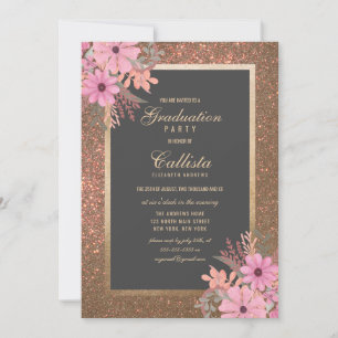 Invitation Feuille Floral Aquarelle Parties scintillant Gradu