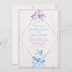 Invitation Feuille & Gem Diamond Géométrique Mariage moderne