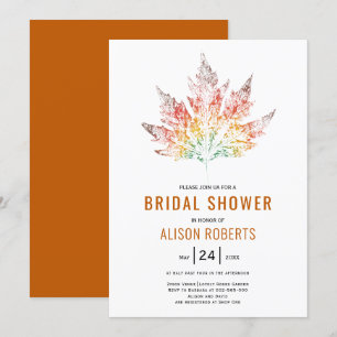 Invitation Feuille gravée orange mariage de automne nuptiale