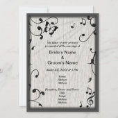 Invitation Feuille  gris et noir Mariage de bois (Devant)