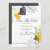 Invitation Feuille Jaune Et Blanche (Devant / Derrière)