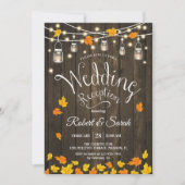 Invitation Feuille Lumières Bois Automne Rustique Mariage Réc (Devant)