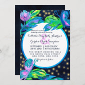 Invitation Feuille Mariage  d'aquarelle marine (Devant / Derrière)