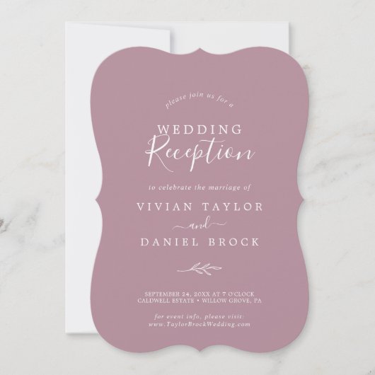 Invitation Feuille minimale | Accueil Mariage Mauve (Devant)