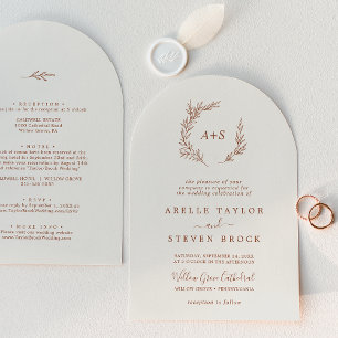 Invitation Feuille minimale Arche Boho Cream Tout en un Mar