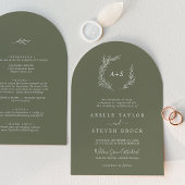 Invitation Feuille minimale | Arche Vert foncé tout en un Mar