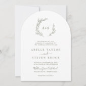 Invitation Feuille minimale | Arche verte d'olive en un seul  (Devant)