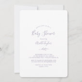 Invitation Feuille minimale | Baby shower pourpre Dusty (Devant)