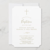 Invitation Feuille minimale | Baptême Gold 2 ou 3 personnes (Devant)