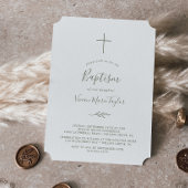 Invitation Feuille minimale | Baptême vert olive