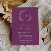 Invitation Feuille minimale | Berry Formal Monogram Mariage