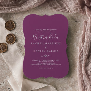 Invitation Feuille minimale   Berry Purple espagnol Nuestra B