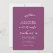Invitation Feuille minimale | Berry Purple Mariage traditionn (Devant)
