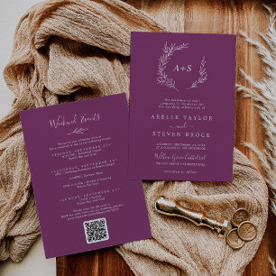 Invitation Feuille minimale   Berry Weekend Events Mariage