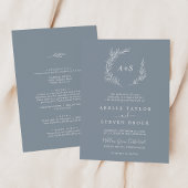 Invitation Feuille minimale | Bleu et blanc tout en un Mariag