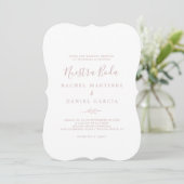 Invitation Feuille minimale | Blush Pink Espagnol Nuestra Bod (Debout devant)