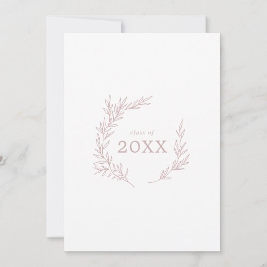 Invitation Feuille minimale | Blush Pink Graduation Party (Dos)