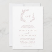 Invitation Feuille minimale | Blush Pink Weend Events Mariage (Devant)
